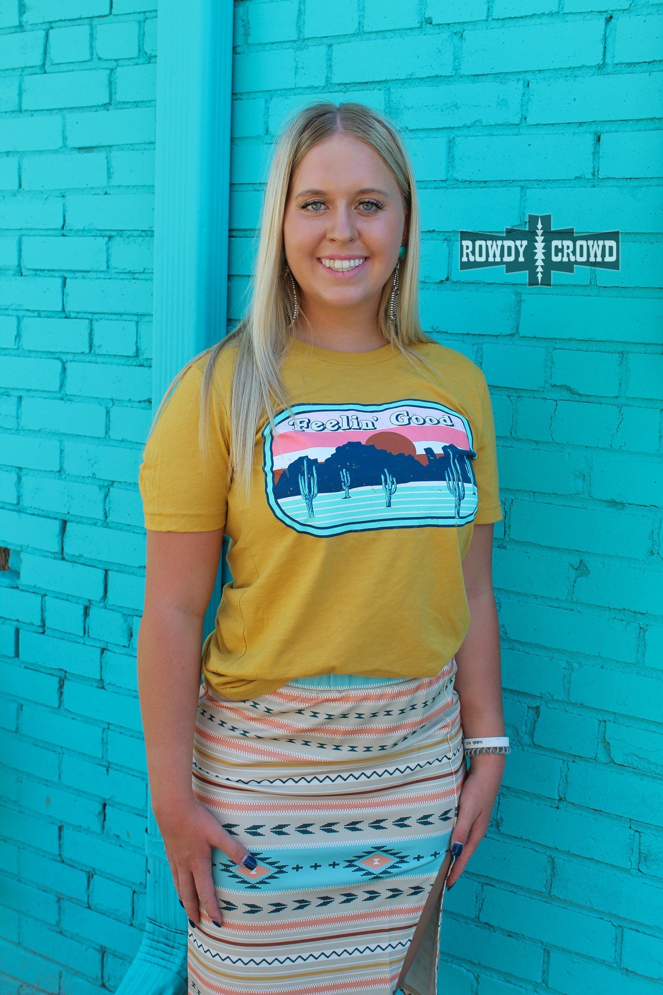 western apparel, western graphic tee, graphic western tees, wholesale clothing, western wholesale, women's western graphic tees, wholesale clothing and jewelry, western boutique clothing, western women's graphic tee, bright rodeo graphic tee, cacti graphic tee, cactus, bright graphic tee, colorful graphic tee, desert scene graphic tee, colorful western graphic tee desert scene tee, feelin' good tee